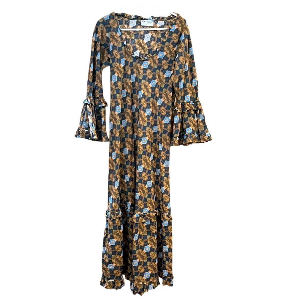ONE SEASON AUSTRALIA TANZANIA LONG SLEEVE MAXI DRESS GREAT COND SIZE LARGE - Picture 2 of 9